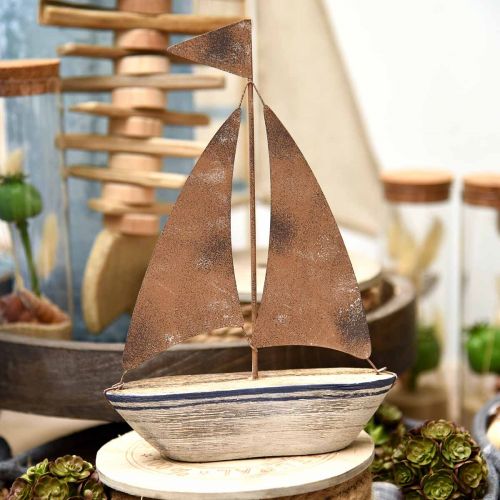 Floristik24 Deco sejlbåd træ rust maritim dekoration 16×25cm