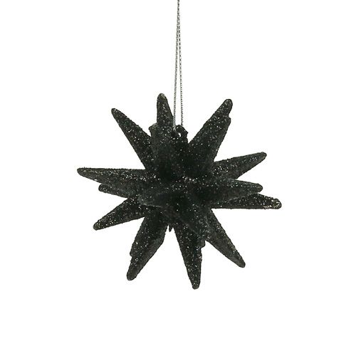 Floristik24 Deco stjerner sort glimmer 7,5cm 8stk