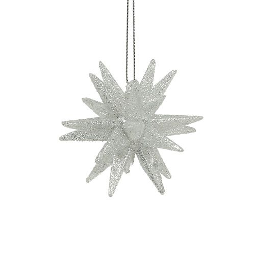Floristik24 Dekorative stjerner med glimmer 7,5cm sølv 8 stk