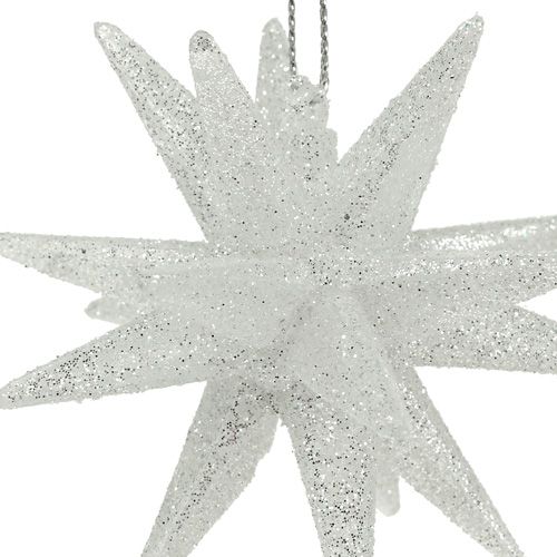 Floristik24 Dekorative stjerner med glimmer 7,5cm sølv 8 stk