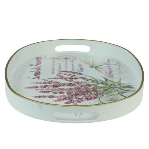 Artikel Dekorativ bakke lavendel plastbakke hvid 39×27,5cm
