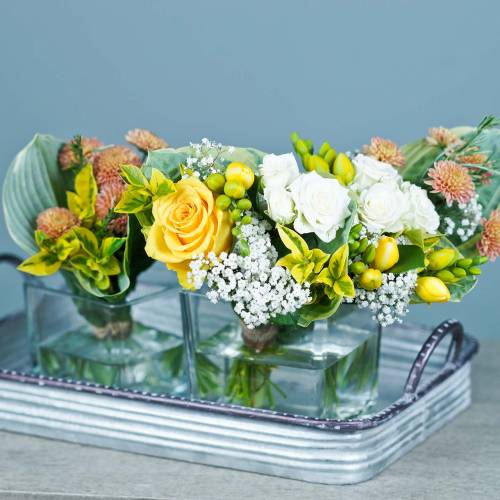 Floristik24 Dekorativ bakke med håndtag metal sølv 30cm/37cm/45cm sæt af 3