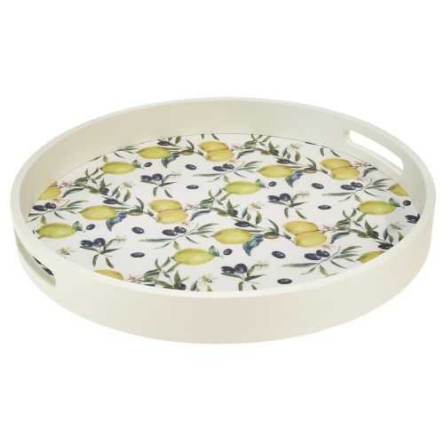 Floristik24 Dekorativ bakke hvid bakke oliven- og citrontræ Ø35cm