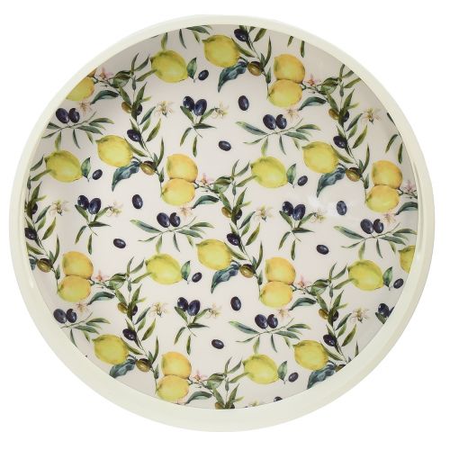 Floristik24 Dekorativ bakke hvid bakke oliven- og citrontræ Ø35cm