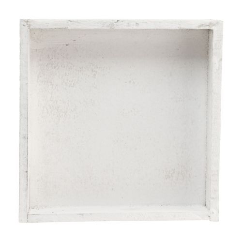Floristik24 Dekorativ bakke firkantet træbakke hvid 20×20×3,5cm