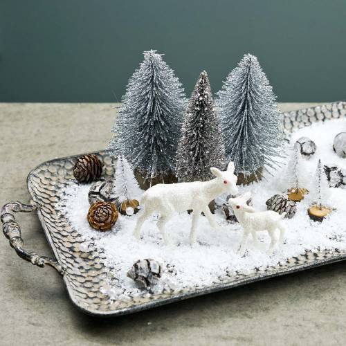 Floristik24 Dekorativt juletræ hvid glitter 8cm 24 stk