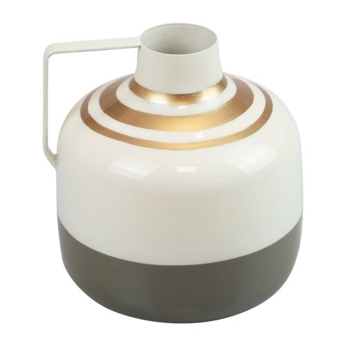 Floristik24 Dekorativ vase metalhåndtag creme/grå/guld Ø16cm H17cm