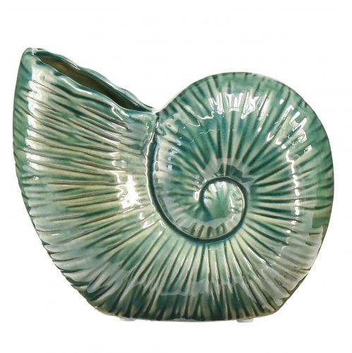 Dekorativ vase sneglehus keramik grøn 18x8,5x15,5cm