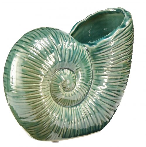 Floristik24 Dekorativ vase sneglehus keramik grøn 18x8,5x15,5cm
