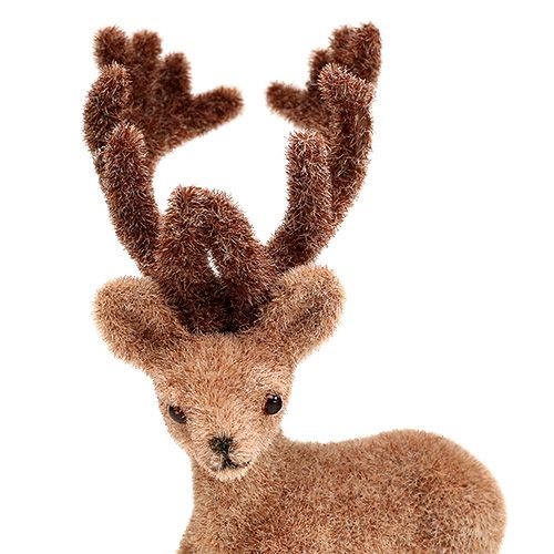 Artikel Deco hjort mini brun flokket 11cm 6 stk