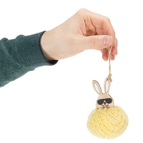 Artikel Påskeharepynt til ophæng, Fluffy Bunny, Gul, Ø7cm, 6 stk.