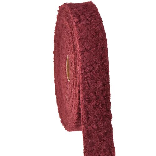 Dekorativt bånd Bordeaux uldlook bredt stofbånd 40mm 8m