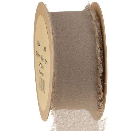Dekorativt bånd brunt chiffonbånd mudderbrunt 40mm 15m