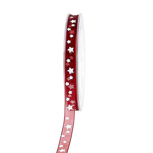 Floristik24 Dekorativt bånd mørkerødt med stjerner 10mm 20m