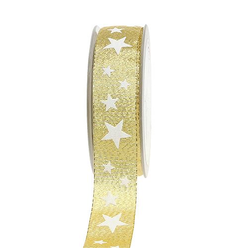 Floristik24 Deco bånd guld med stjernemønster 25mm 20m