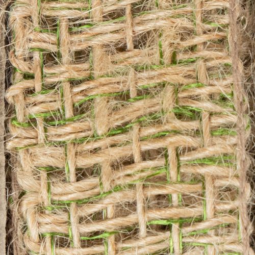 Artikel Grønt jute dekorativt bånd, naturligt, 25 mm bredt, 10 m langt