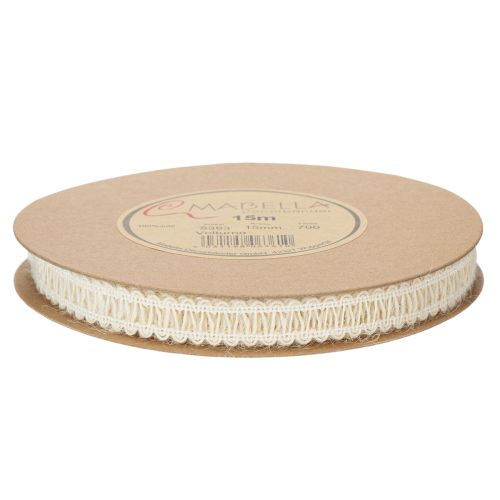 Artikel Dekorativt jutebånd, naturligt gavebånd, cremehvid, 15 mm x 15 m