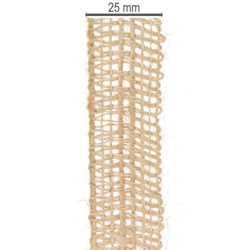 Artikel Dekorativt jutebånd, naturligt, 25 mm; jutebånd; rustikt gavebånd, 10 m