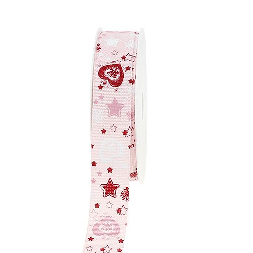 Floristik24 Dekorativt båndlinned ser lyserød 25mm 20m