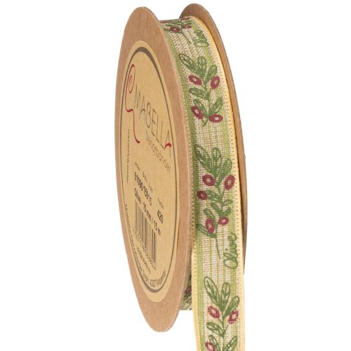 Gavebånd olivengren med elegante grene og oliven 1,5 cm 15 m
