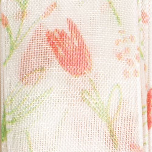 Artikel Gavebånd med tulipanmønster, kreativt til særlige lejligheder og sæsonbestemt dekoration, 2,5 cm bredt, 18 m langt