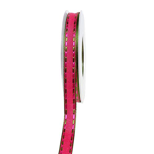 Floristik24 Dekorativ tape lyserød med trådkant 15mm 15m