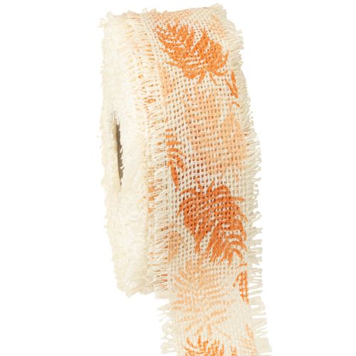 Floristik24 Dekorativt bånd blade regnskov bomuldsbånd orange 30mm 15m