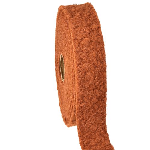 Dekorativt bånd rødbrunt bredt stofbånd uldlook 40mm 8m