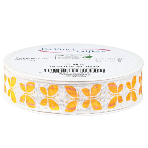 Artikel Pyntebånd sommerfugle orange trådkant 25mm 18m