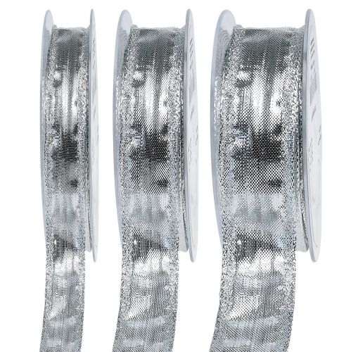 Dekorativt bånd sølv med trådkant 25m