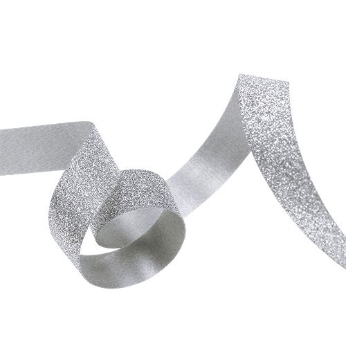 Artikel Dekorationsbånd sølv med glimmer 10mm 150m
