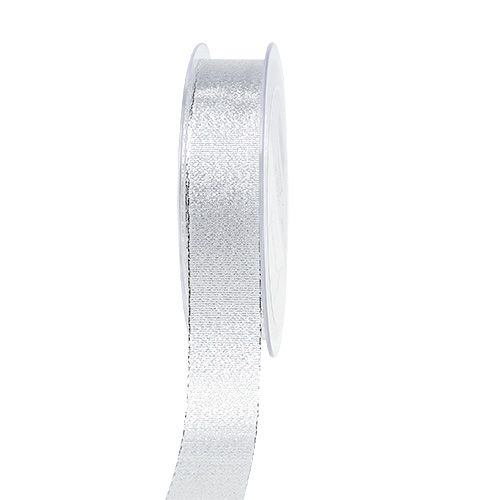 Floristik24 Dekorationsbånd sølv med glimmer 25mm 20m