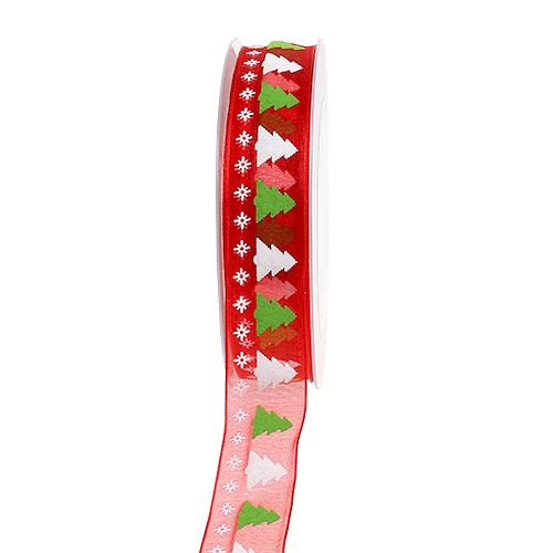 Floristik24 Dekorativt bånd julerød 25mm 20m