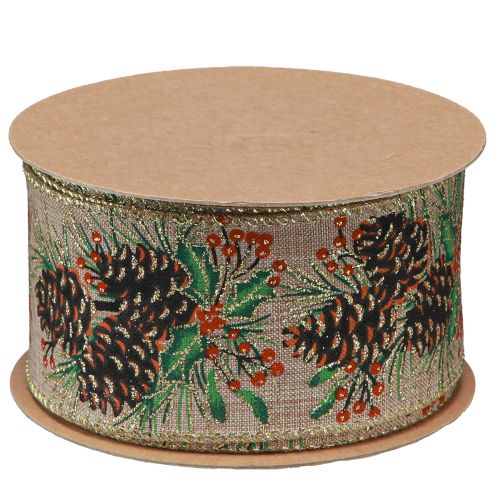 Floristik24 Pyntebånd julekugler bredt gavebånd natur 60mm 10m