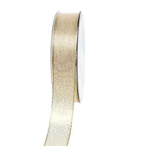 Dekorativt bånd med lurex striber lys guld 25mm 20m købe | Floristik24.dk