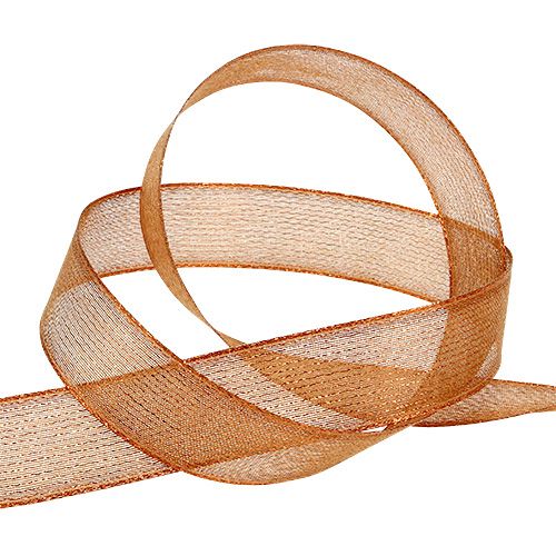 Dekorativ tape med lurex strimler kobber 25mm 20m | Floristik24.dk