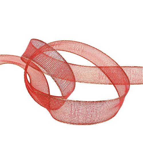 Dekorativ tape med lurex striber rød 25mm 20m | Floristik24.dk