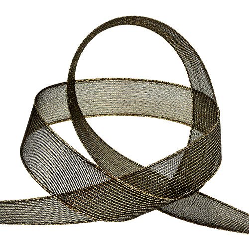 Dekorativt bånd med lurex striber sort 25mm 20m | Floristik24.dk