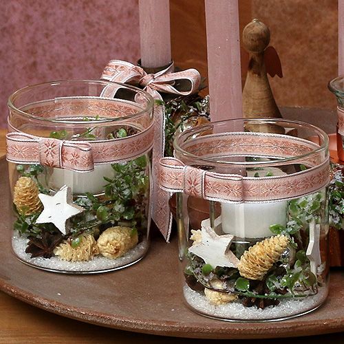 Floristik24 Dekorativ tape med lyserød 15mm 20m mønster