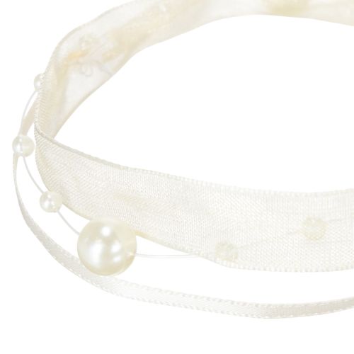 Artikel Dekorativt bånd med perler, cremefarvet, 20 mm, 5 m
