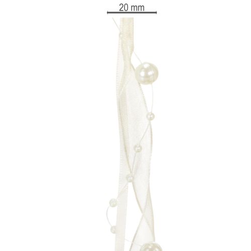 Artikel Dekorativt bånd med perler, cremefarvet, 20 mm, 5 m