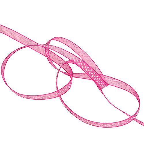 Artikel Pyntebånd med prikker pink 7mm 20m