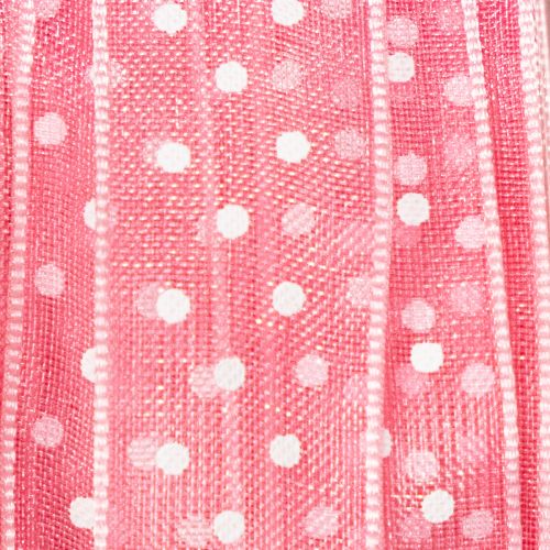 Artikel Gavebånd med et stilfuldt polkaprikket design til festlig indpakning, 1,5 cm bredt, 20 m langt