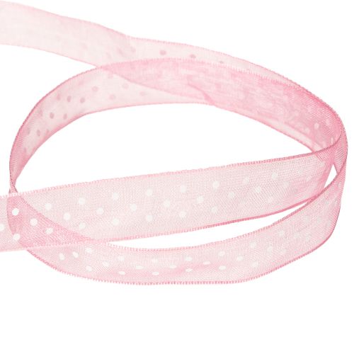 Artikel Gavebånd med et stilfuldt polkaprikket design til festlig indpakning, 1,5 cm bredt, 20 m langt