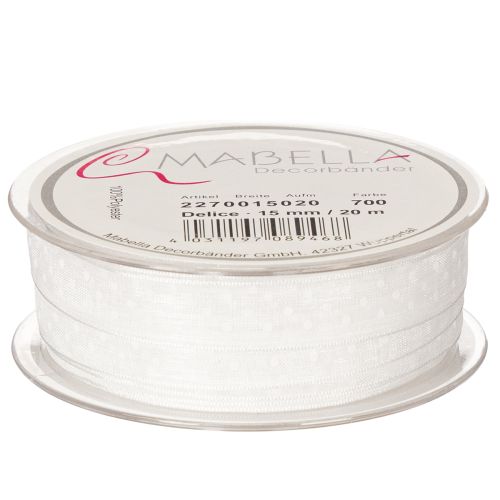 Artikel Festligt dekorativt bånd til udsmykning af gaver og hobbyprojekter, 1,5 cm bredt, 20 m langt