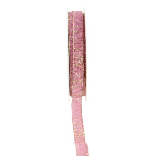 Floristik24 Dekorativt bånd mørk pink med guld lurex trådforstærket 10mm 20m