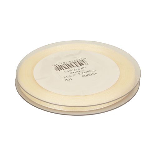 Artikel Dekorativt bånd gavebånd creme organza kant 6mm 50m