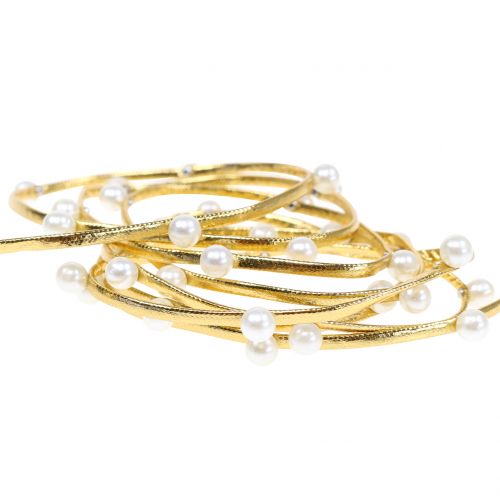 Floristik24 Dekorativt bånd guld med perler 10mm 8m