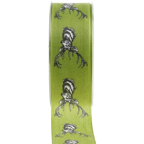Floristik24 Dekorativt båndgrønt med hjortemotiv 40mm 20m