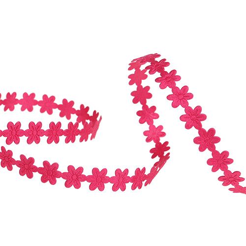 Artikel Deco bånd lyserød med blomst 1cm 20m